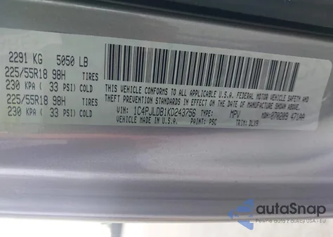 2019 Jeep Cherokee Limited Fwd z USA, uszkodzony, nr VIN 1C4PJLDB1KD243756